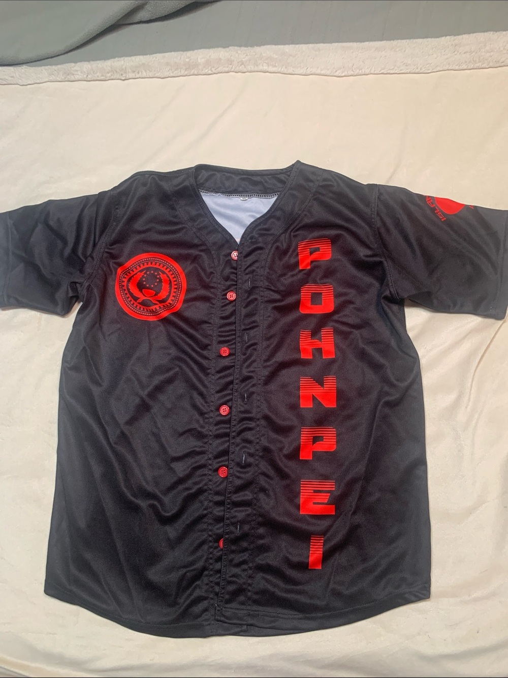 POH NPEI Black Baseball Jersey with Red Accents
